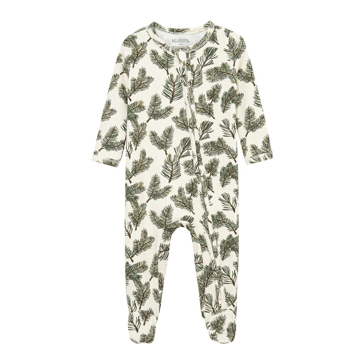 Milkbarn Organic Cotton Zipper Footed Romper | Pine