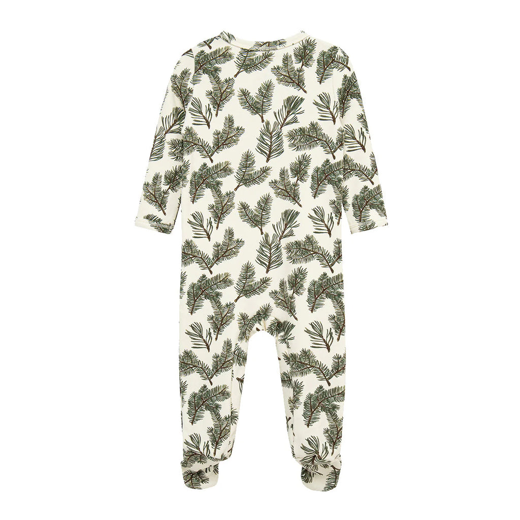 Milkbarn Organic Cotton Zipper Footed Romper | Pine