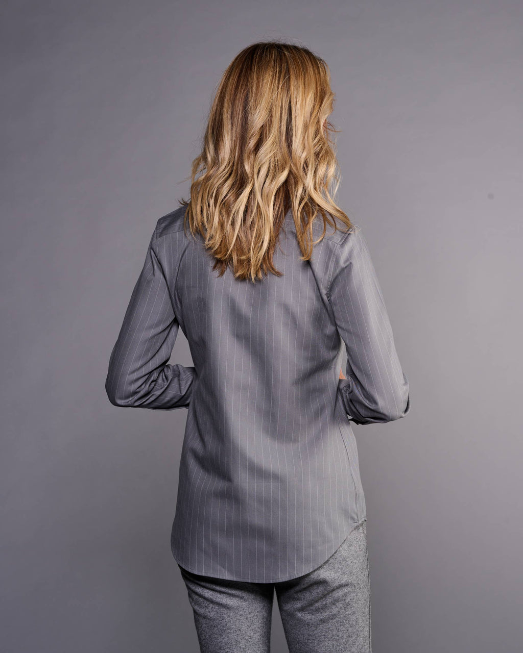 Claridge + King - The League Shirt in Gray Pinstripe