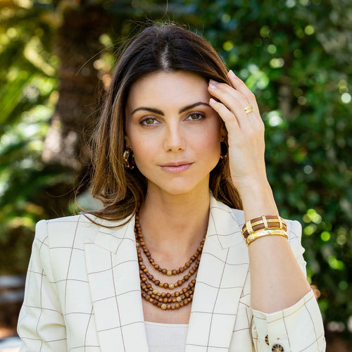 Capucine De Wulf Gaia Hinged Bangle in Gold - Teak