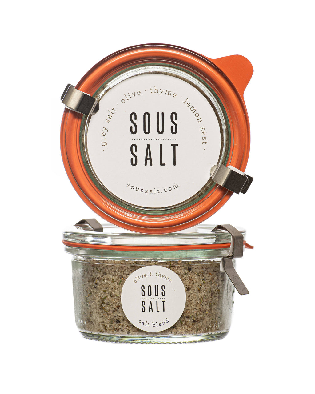 Sous Salt - Grey Salt Olive and Thyme Glass Jar: 4oz