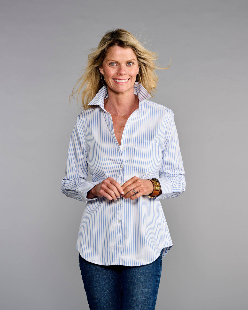 Claridge + King - The 4.0 Shirt in Lovely Blue Stripe: XL