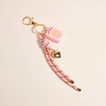 Mahjong Tile Puffy Heart Cord Keychain Bag Charm: Pink
