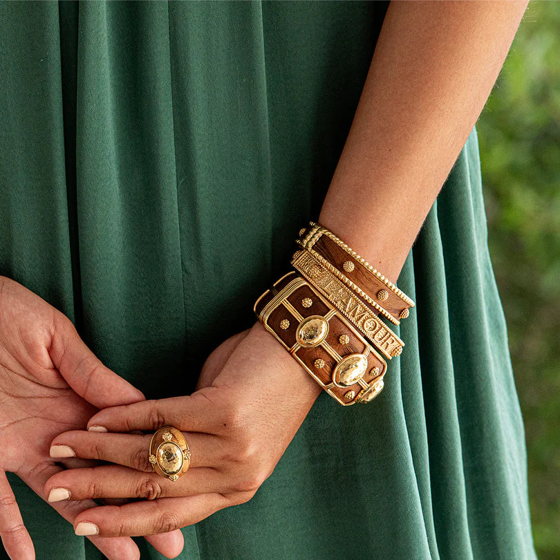 Capucine De Wulf L'AMOUR TOUJOUR HINGED BANGLE- GOLD