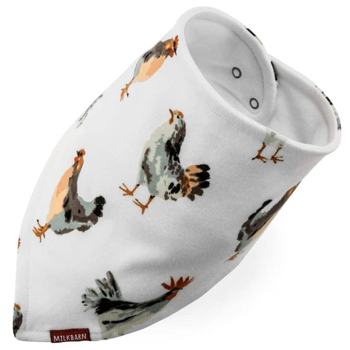 Milkbarn Organic Cotton Three-Layer Kerchief Bib | Chicken