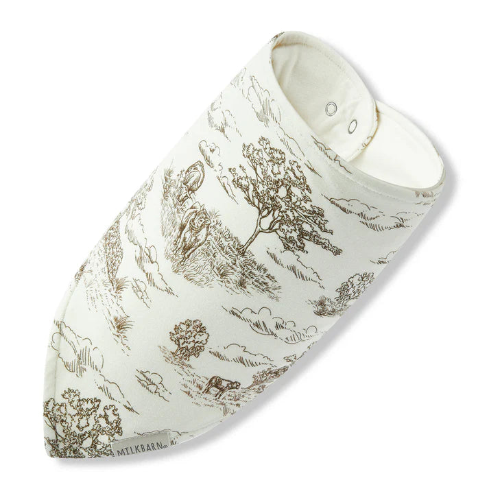 Milkbarn Organic Cotton Three-Layer Kerchief Bib | Country Toile