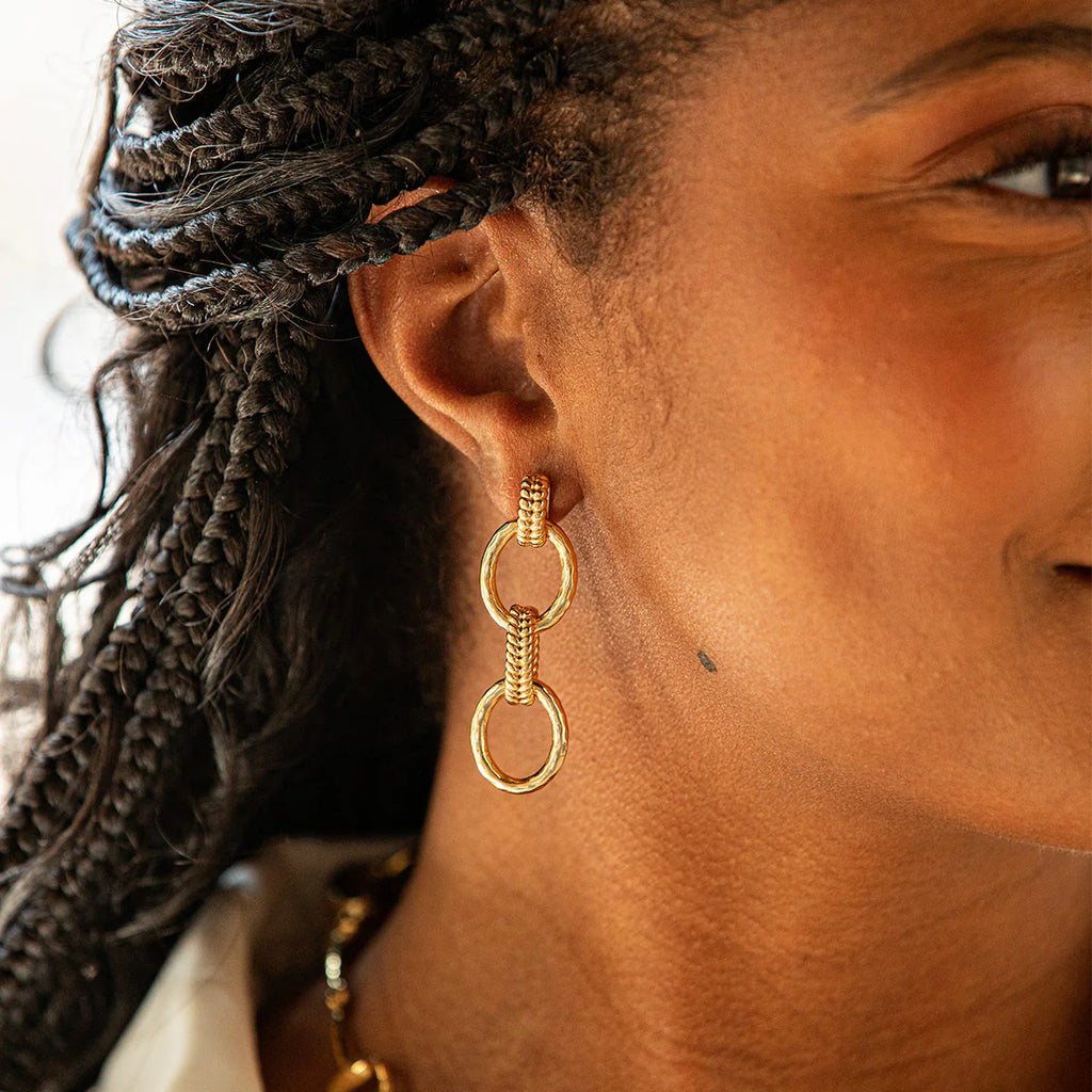 Capucine De Wulf Cleopatra Regal Double Link Earrings - Gold
