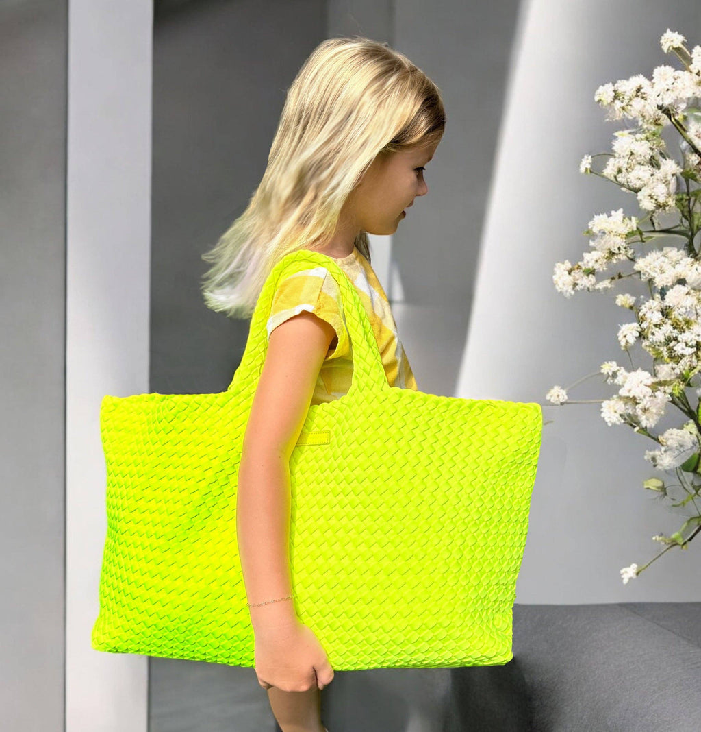 Peace Love Mahjong - Woven Mahjong Carryall | Chartreuse