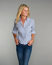 Load image into Gallery viewer, Claridge + King - The Crop in Blue on Blue Stripe: Blue / M
