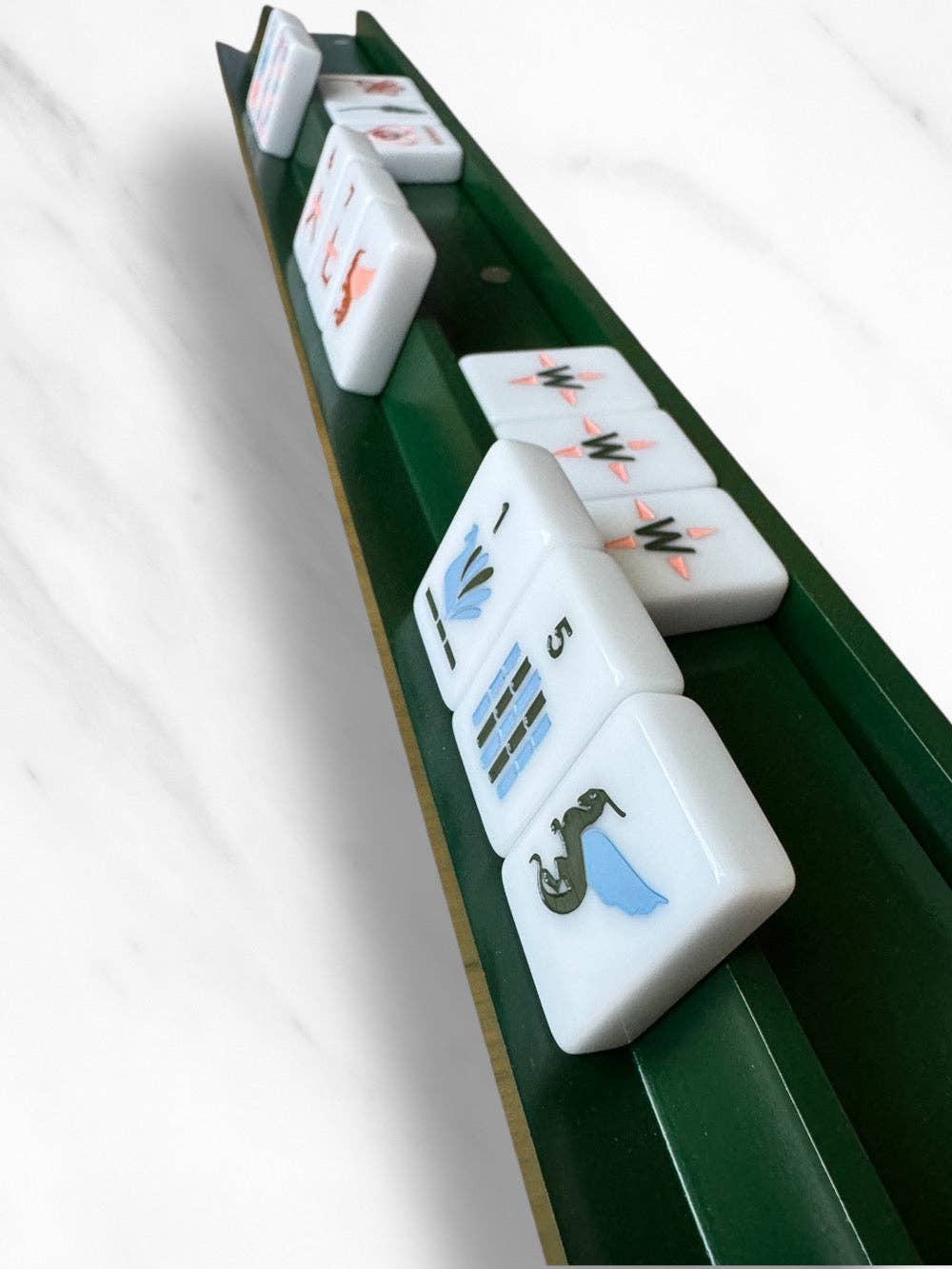 Peace Love Mahjong - Mahjong Racks + Pushers (Set of 4) | Aqua