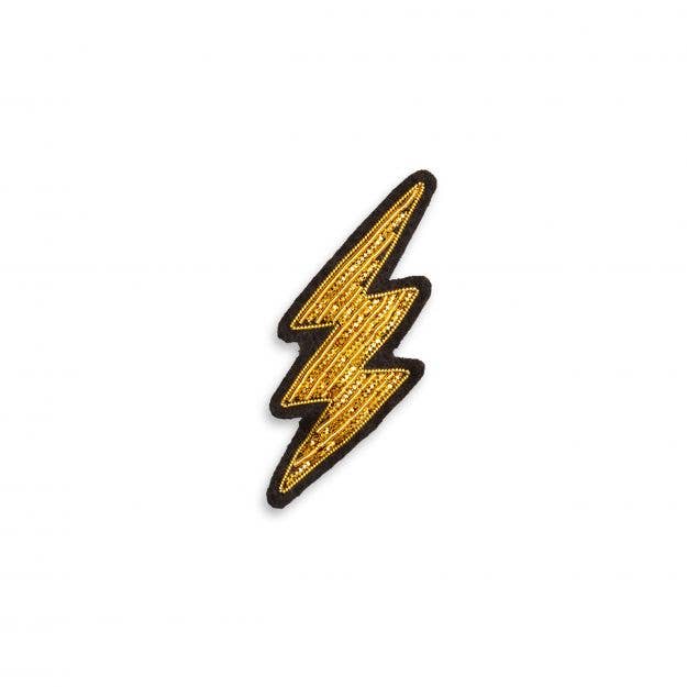 Macon & Lesquoy - Hand embroidered brooch - Small Golden Lightning