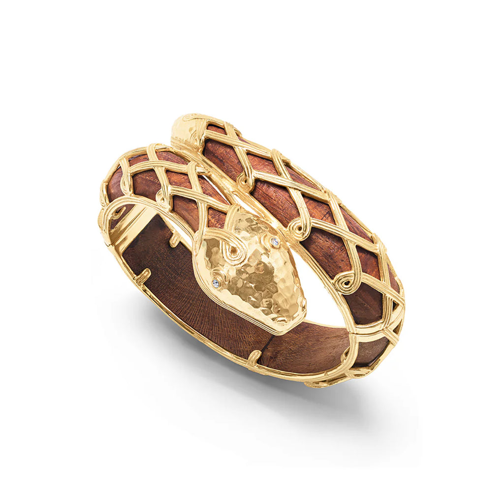 Capucine De Wulf Earth Goddess Serpentina Hinged Bangle - Teak
