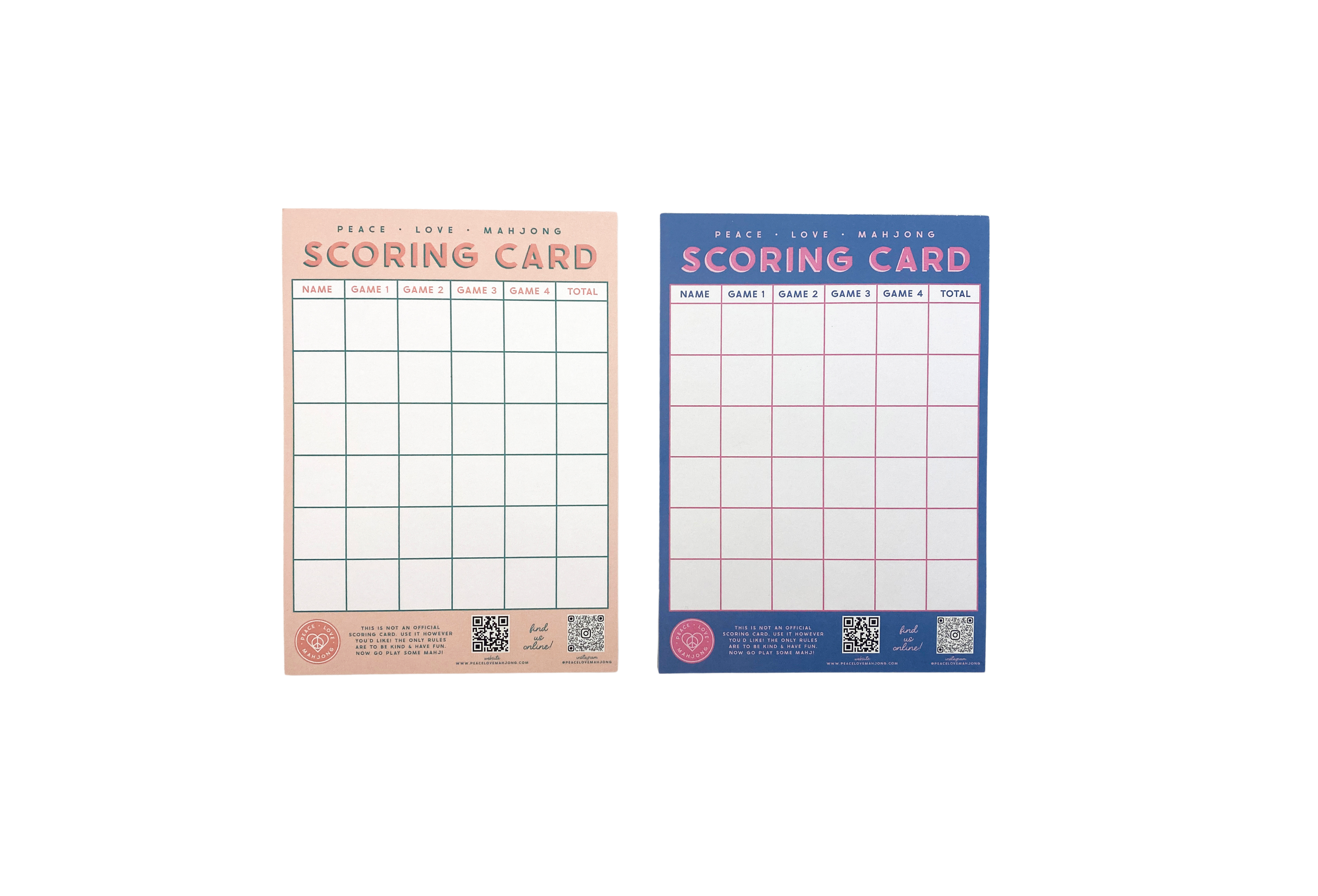 Peace Love Mahjong - Mahjong Scoring Notepad | Light Pink