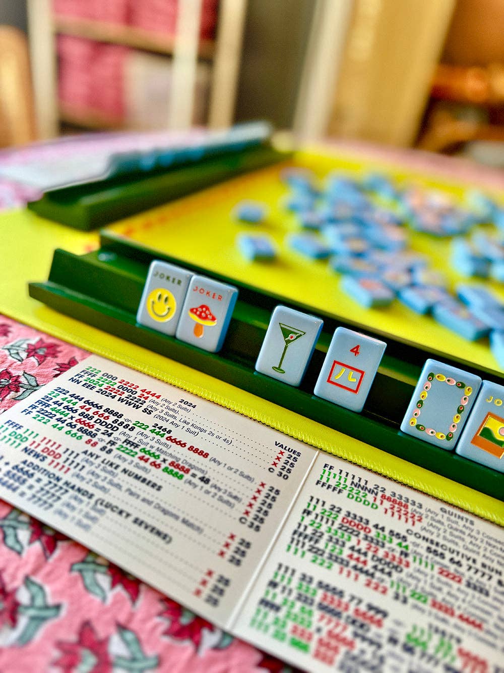 Peace Love Mahjong - Mahjong Racks + Pushers (Set of 4) | Dark Green