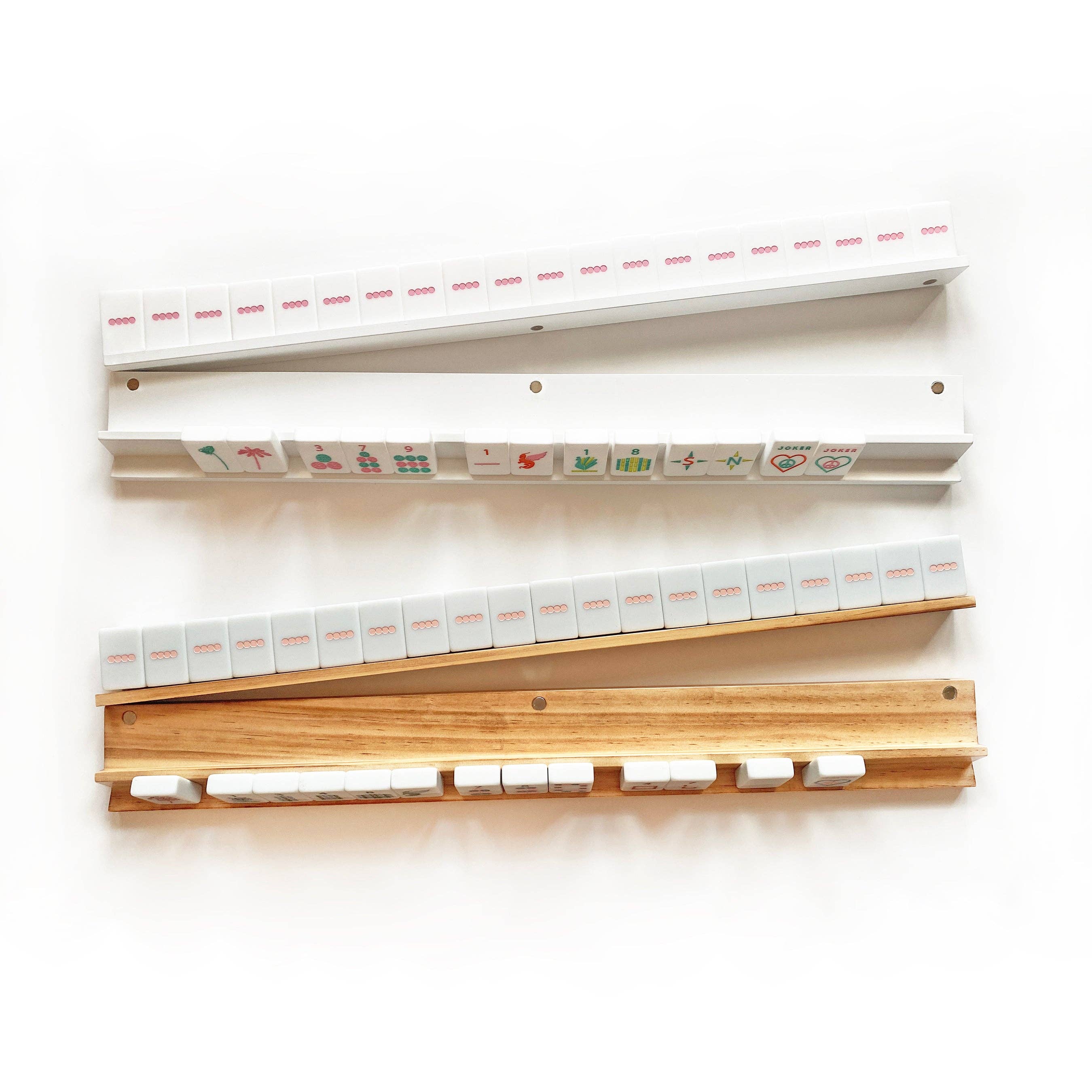 Peace Love Mahjong - Mahjong Racks + Pushers (Set of 4) | Aqua