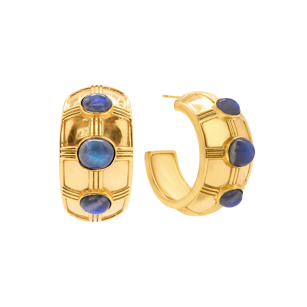 Capucine De Wulf Cleopatra Bold Hoop Earrings - Blue Labradorite