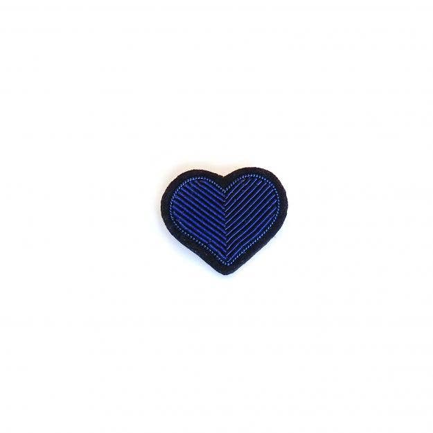 Macon & Lesquoy - Hand embroidered brooch - Blue Heart