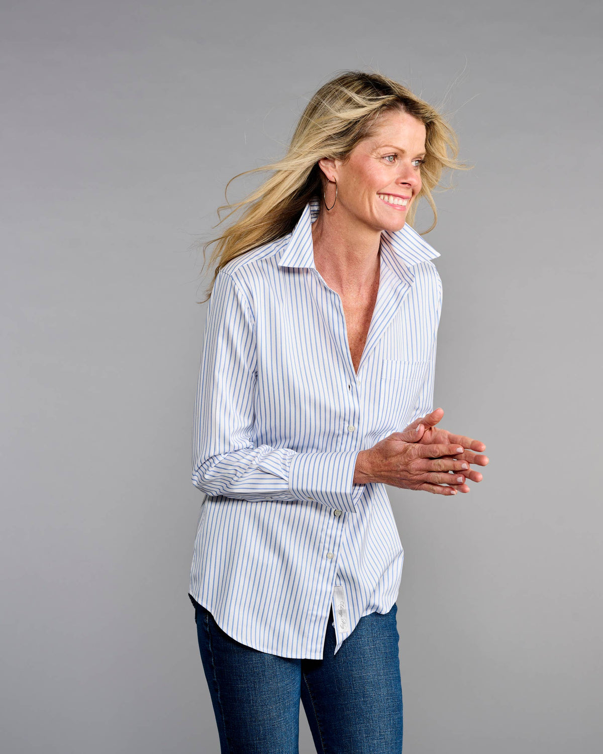 Claridge + King - The 4.0 Shirt in Lovely Blue Stripe: XL