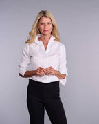 Claridge + King - The Pleated League Blouse in Crisp White (Easy-Care)