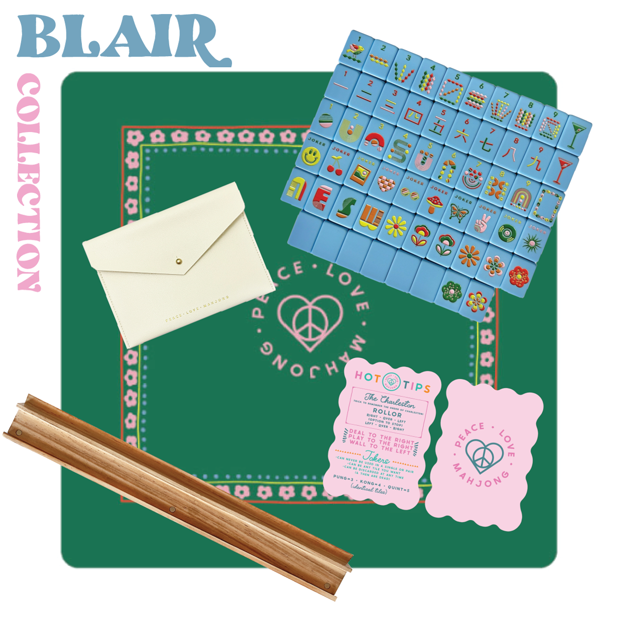Peace Love Mahjong - Mod Tiles | French Blue