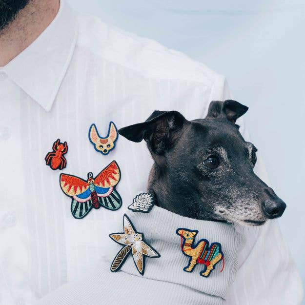 Macon & Lesquoy - Hand embroidered brooch - Butterfly