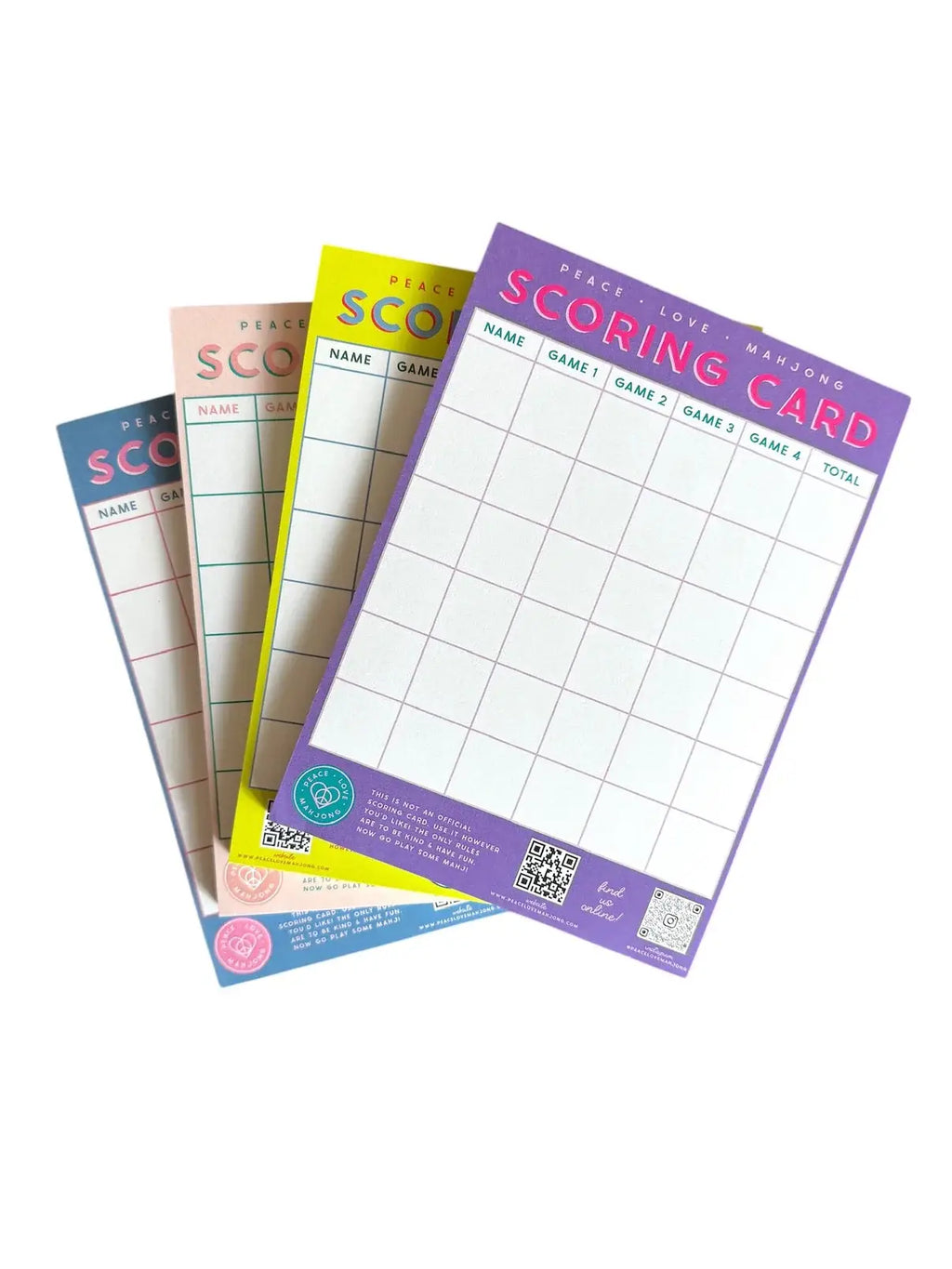 Peace Love Mahjong - Mahjong Scoring Notepad | Light Pink