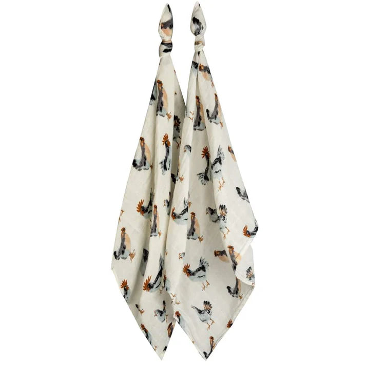 Milkbarn Organic Cotton Two-Piece Burp Cloth Set | Chicken