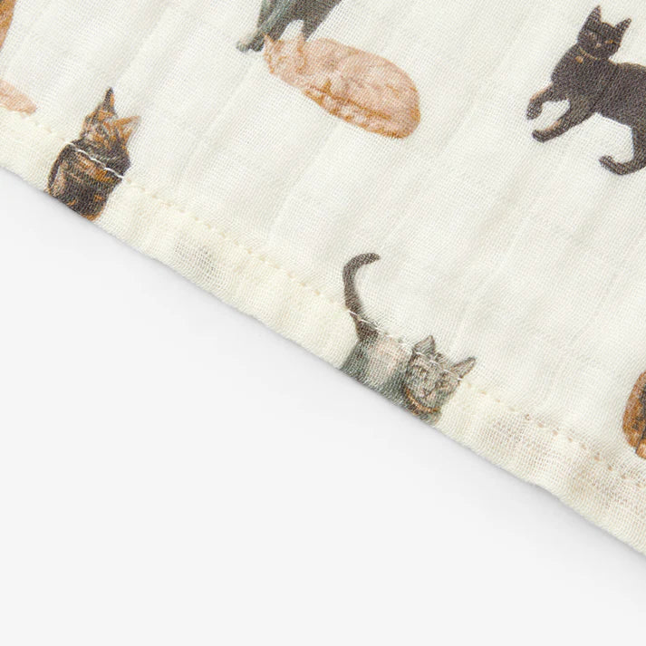 Milkbarn Organic Cotton Two-Piece Burp Cloth Set | Cat