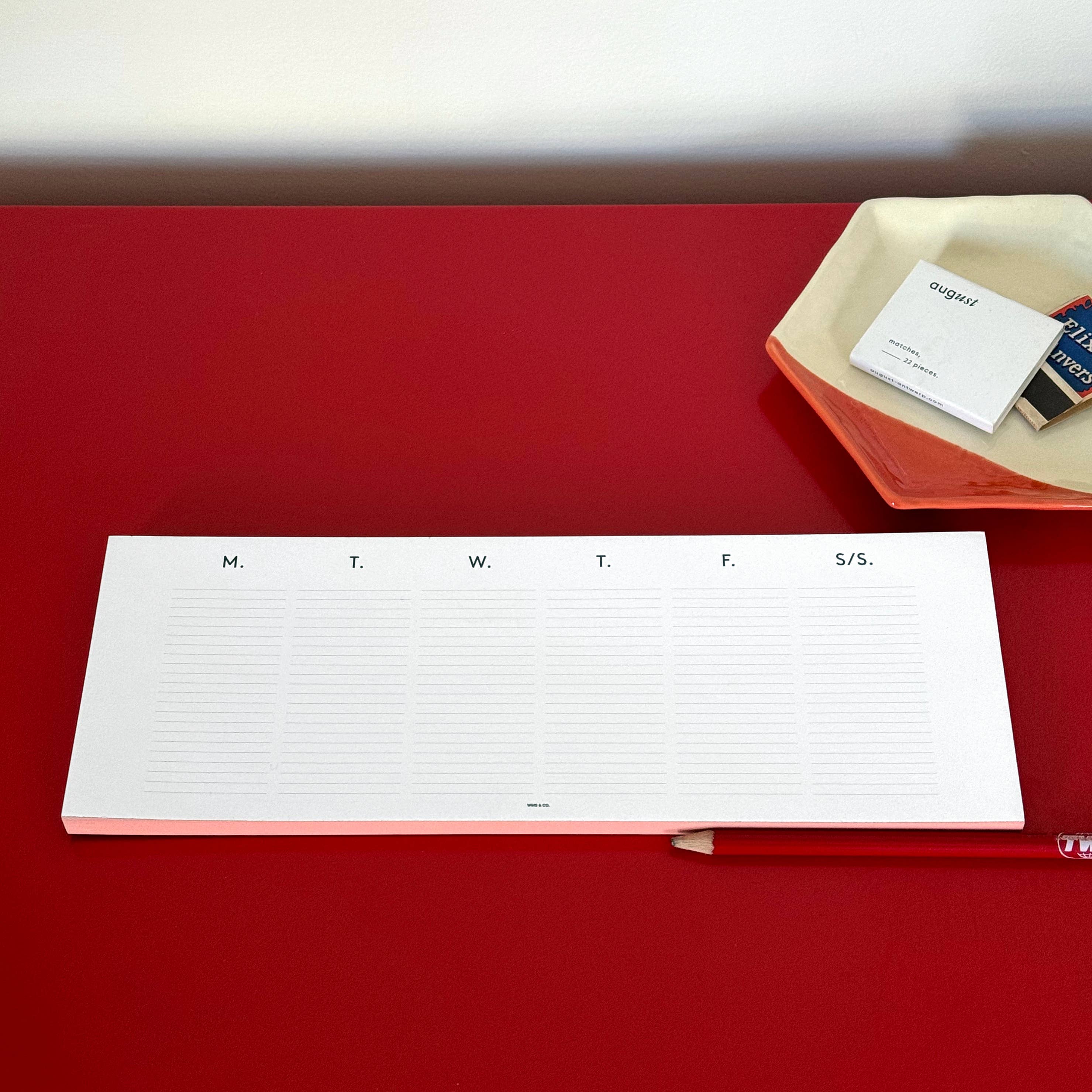 Wms&Co. Keyboard Planner Pads Gold Foil Edged / Weekly Desk Planner