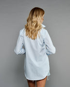 Claridge + King - The Mod Shirt in Halo Blue Stripe: L