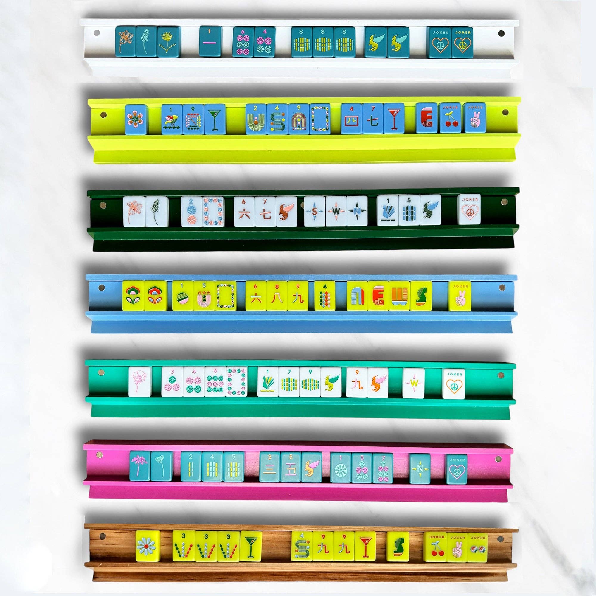 Peace Love Mahjong - Mahjong Racks + Pushers (Set of 4) | Purple