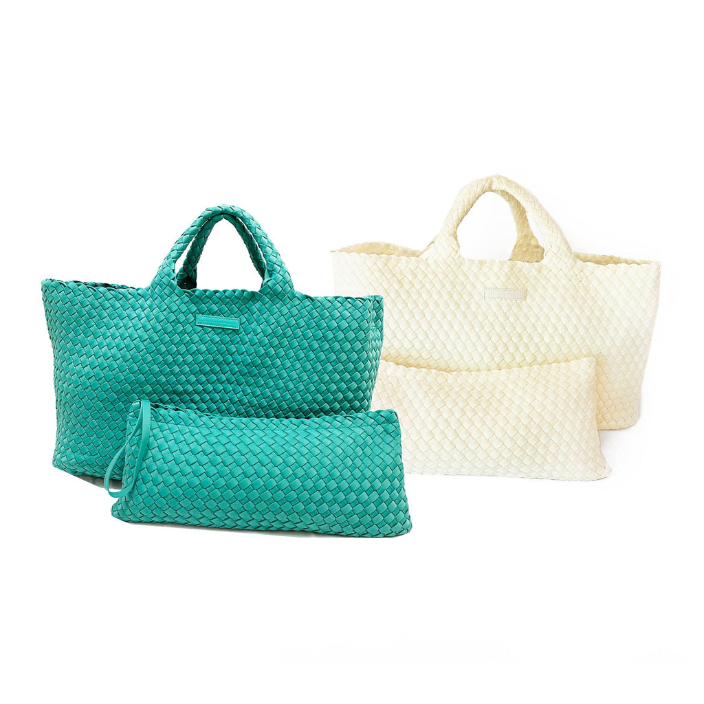 Peace Love Mahjong - Woven Mahjong Carryall | Light Blue