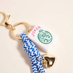 Mahjong Tile Puffy Heart Cord Keychain Bag Charm: Blue