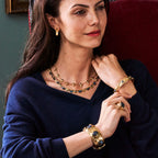 Capucine De Wulf Cleopatra Hinged Bangle - Gold/Blue Labradorite