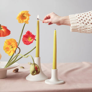 The Floral Society - Ceramic Grand Taper Holder | Matte White