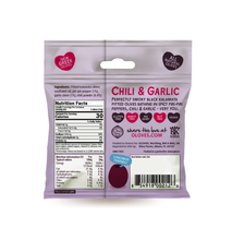 Load image into Gallery viewer, POSHI - Oloves -  Chili &amp; Garlic Pitted Kalamata Olives 1.1oz
