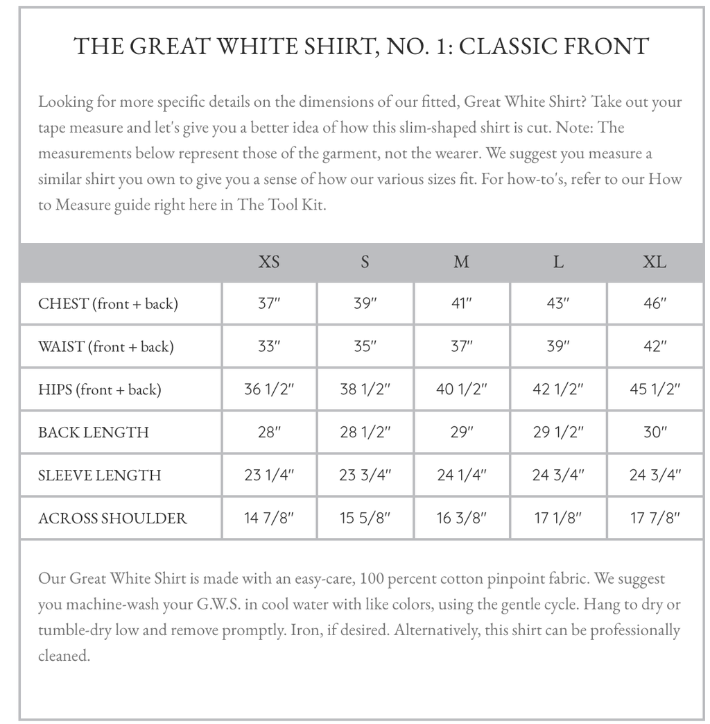 Claridge + King - The Great White Shirt, No. 1 (Pinpoint): XS