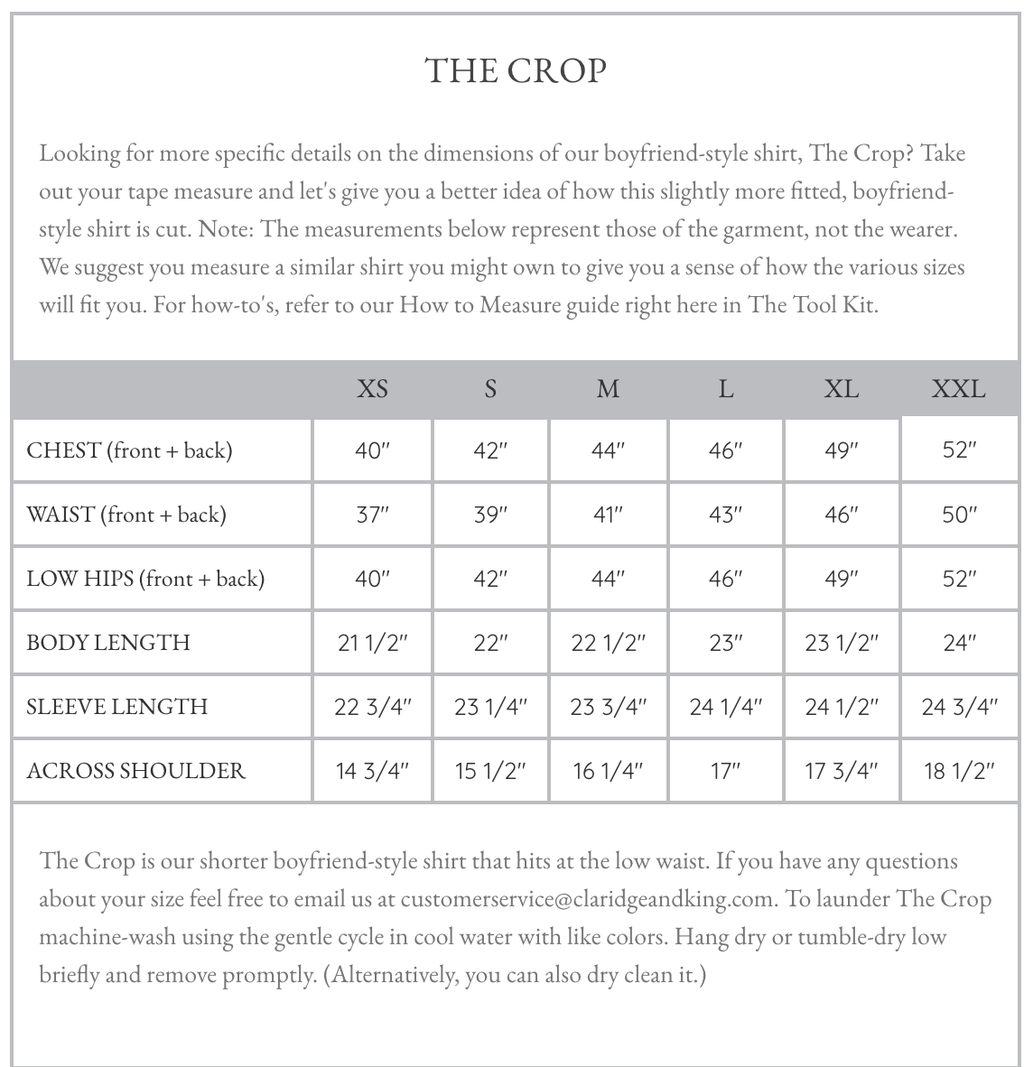 Claridge + King - The Crop Shirt in Blue Sky Stripe Seersucker: S