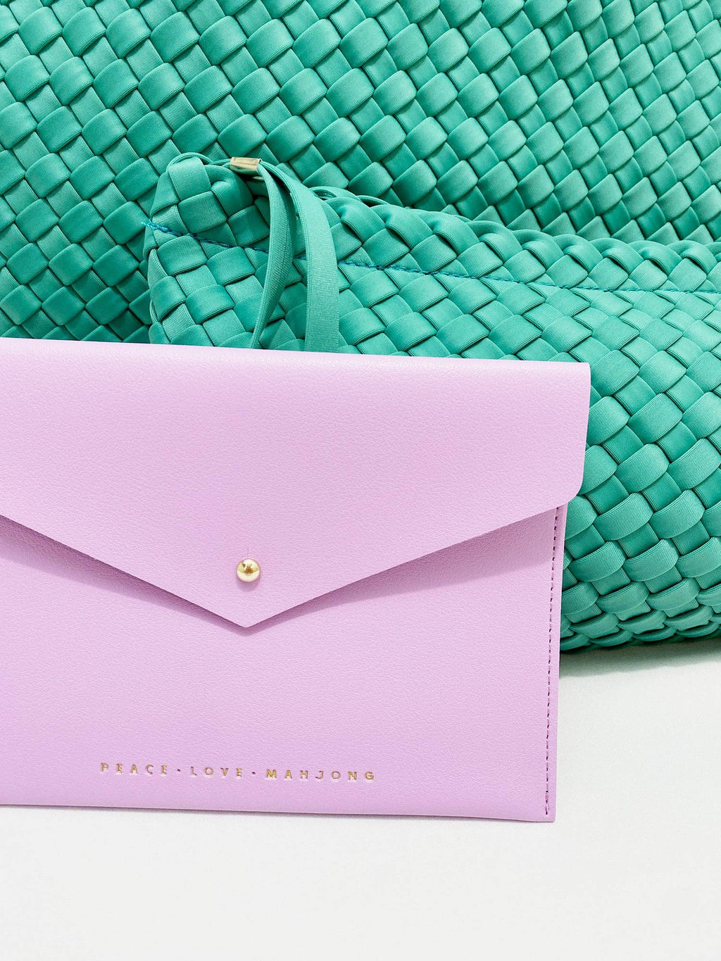 Peace Love Mahjong - Card Clutch: Large | Magenta