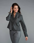 Claridge + King - The Crop in Charcoal Flannel with Striped Trim