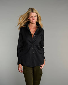 Claridge + King - The Mod in Pitch-Black Poplin: Black / M