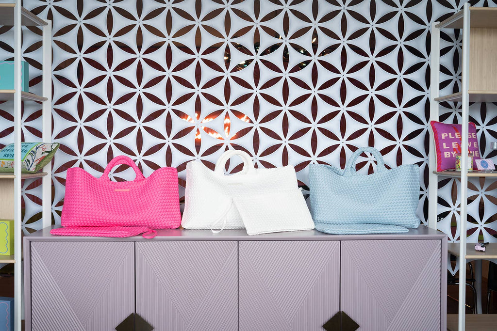 Peace Love Mahjong - Woven Mahjong Carryall | Light Blue