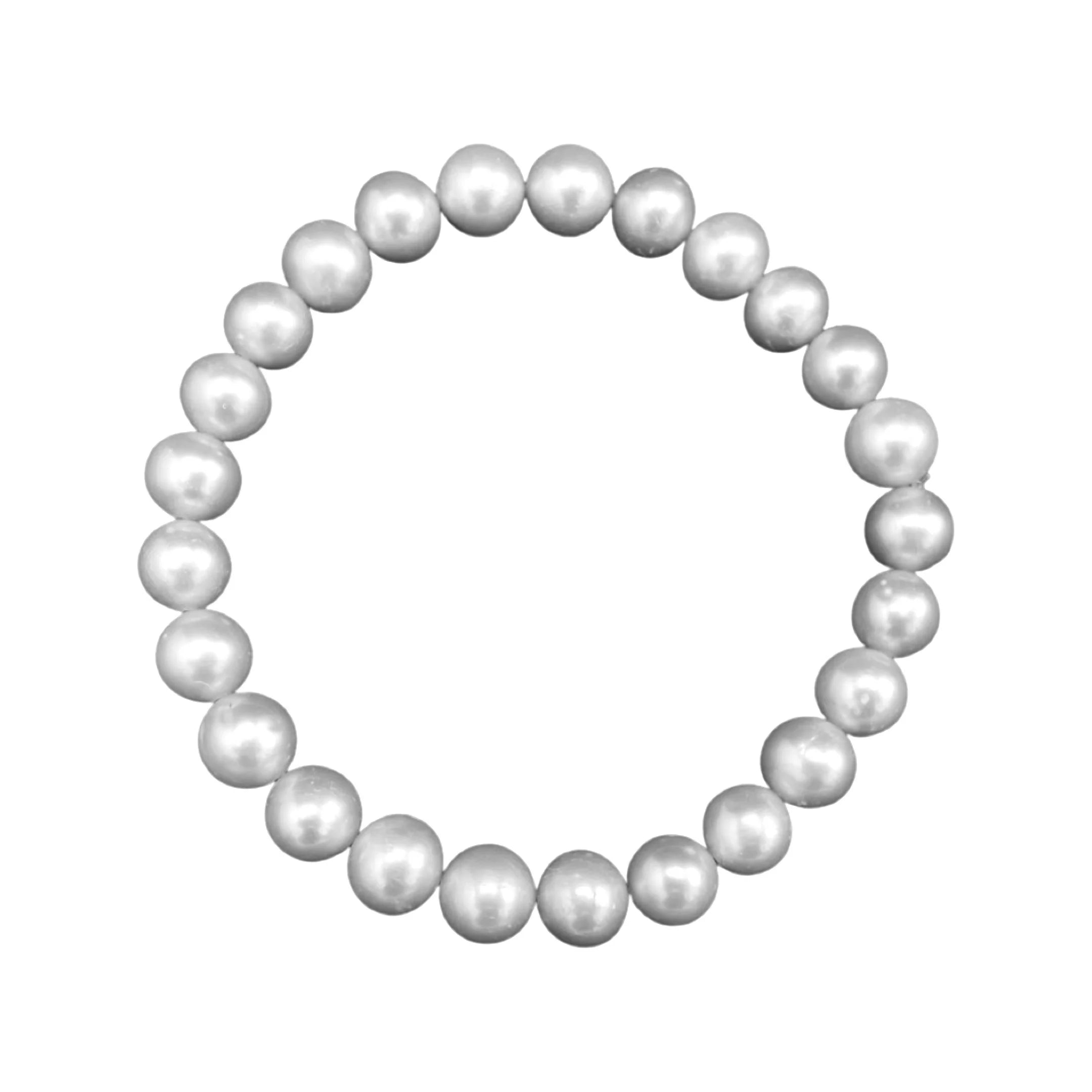 7mm Stretch Round Pearl Bracelet - Gray