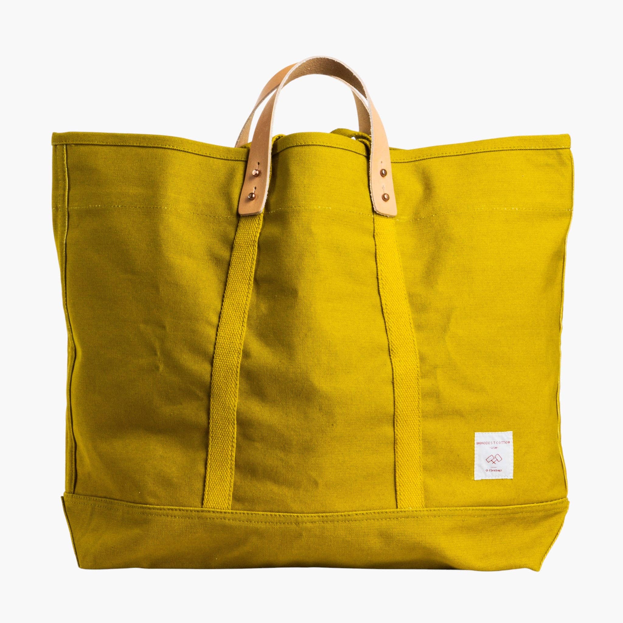 IMMODEST COTTON - Large East West Tote | Chartreuse