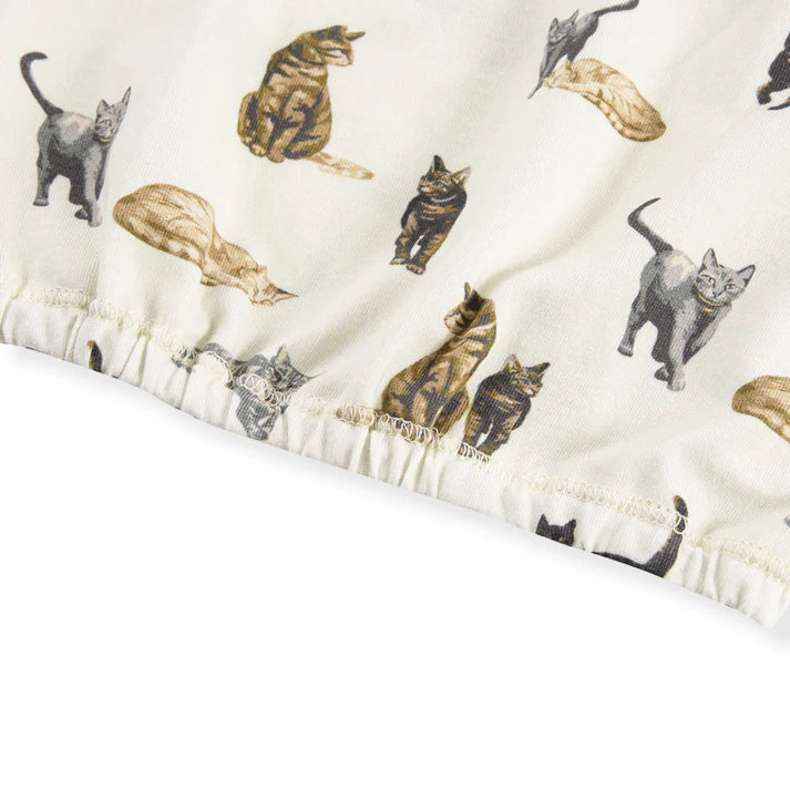 Milkbarn Organic Cotton Newborn Gown & Hat Set | Cat