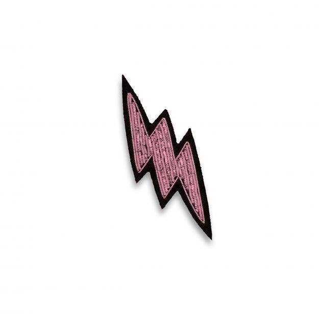 Macon & Lesquoy - Hand embroidered brooch - Small Pink Lightning