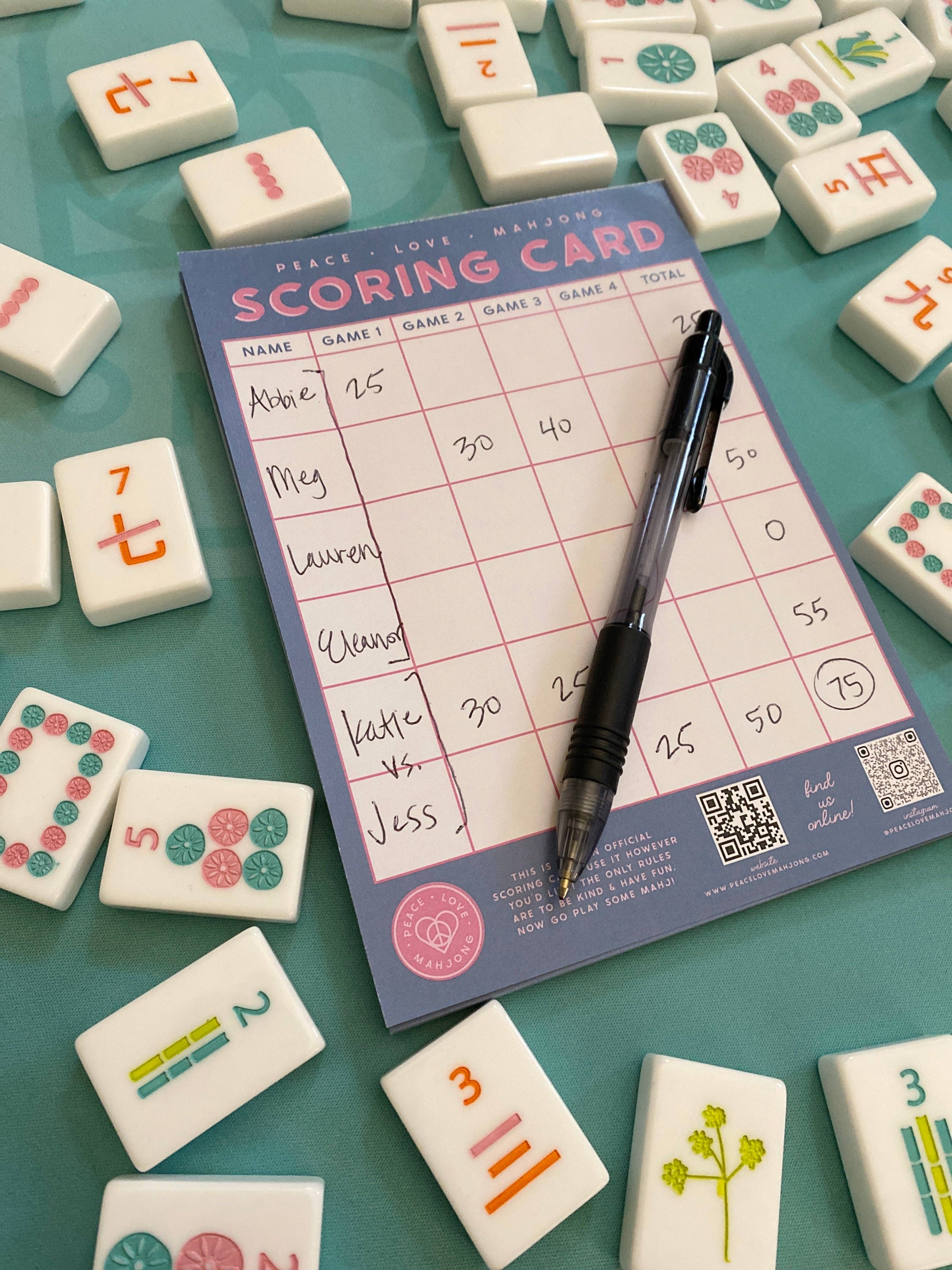 Peace Love Mahjong - Mahjong Scoring Notepad | Chartreuse