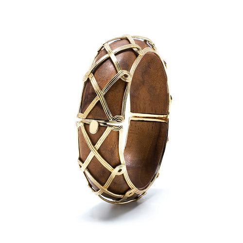 Capucine De Wulf Earth Goddess Hinged Bangle - Teak