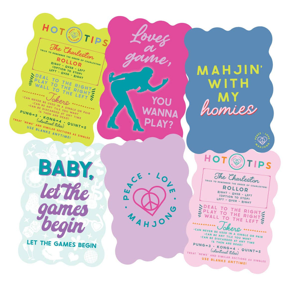 Peace Love Mahjong - Mahjong Tile Shufflers + Hot Tips/Set of Two: Pink