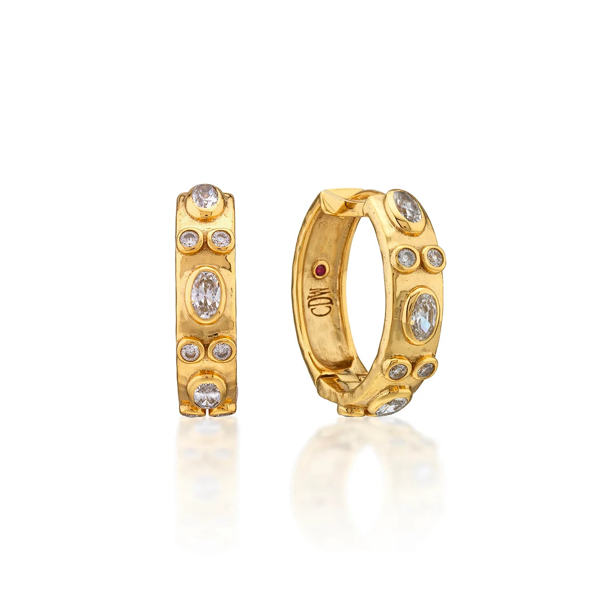 Capucine De Wulf Maharani Huggie Hoop Earrings - Clear Cubic Zirconia *